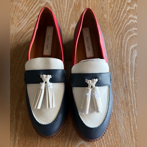 NWOT FRANCO SARTO Carolyn Patriotic Loafers Red Blue White Women’s Size 8.5W - Picture 3 of 13